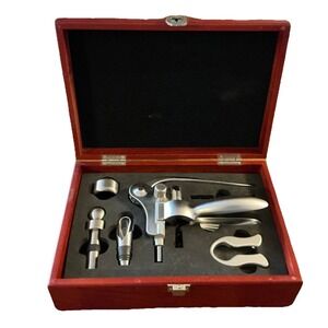 Brookstone‎ Heritage Connoisseur's Wine Bottle Opener Wooden Case Gift